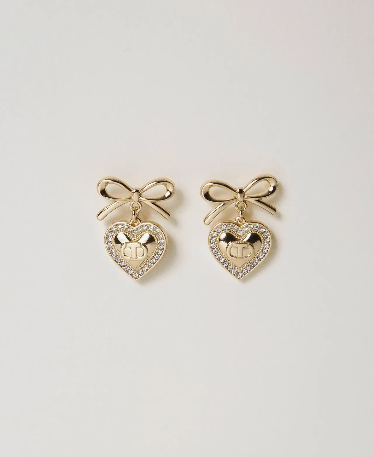 boucles_doreilles_en_cur__0.webp Bijoux*TWINSET Milano Boucles D’oreilles En Cœur Avec Strass Et Oval T New Gold