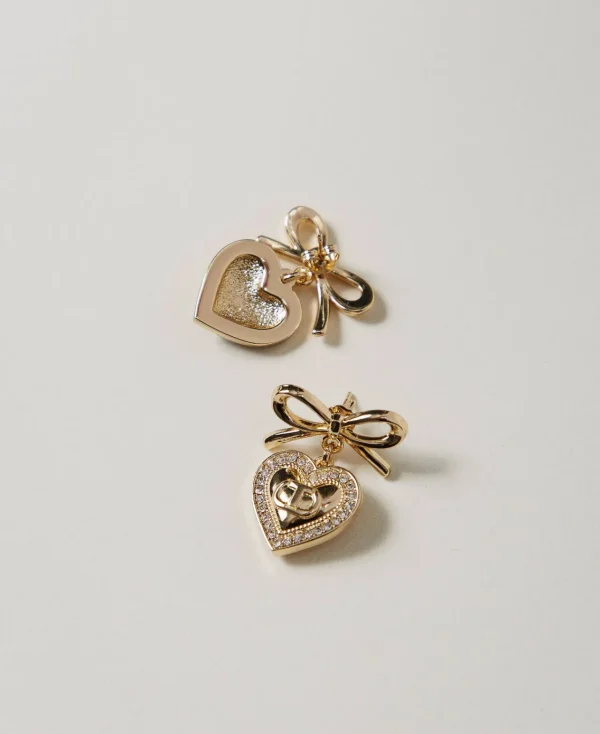 Bijoux*TWINSET Milano Boucles D’oreilles En Cœur Avec Strass Et Oval T New Gold