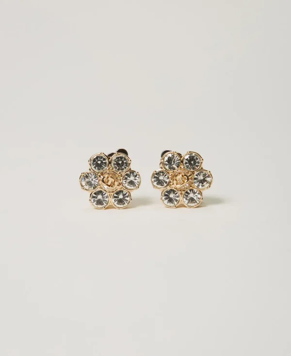 Bijoux*TWINSET Milano Boucles D’oreilles En Fleur Avec Strass Et Oval T New Gold