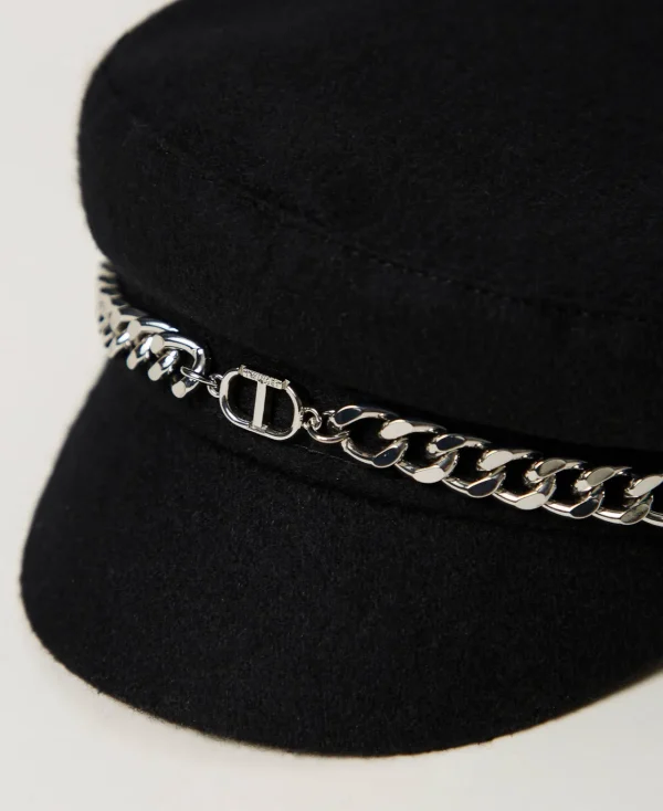 bret_en_drap_1.webp Accessoires*TWINSET Milano Béret En Drap Noir