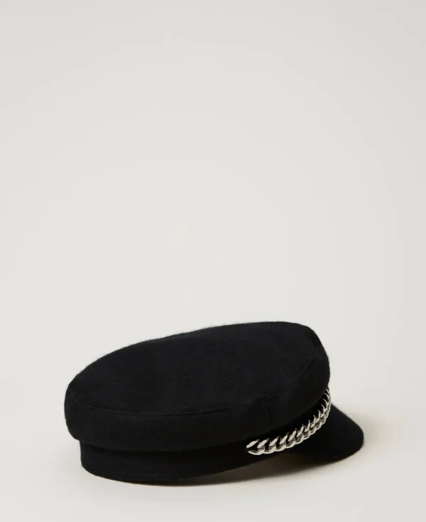 bret_en_drap_2.webp Accessoires*TWINSET Milano Béret En Drap Noir