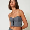 T-Shirts Et Tops*TWINSET Milano Bustier MYFO Avec Broderie Gris Moyen Mélangé