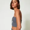T-Shirts Et Tops*TWINSET Milano Bustier MYFO Avec Broderie Gris Moyen Mélangé