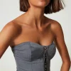 T-Shirts Et Tops*TWINSET Milano Bustier MYFO Avec Broderie Gris Moyen Mélangé