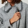 caban_crois_en_drap_bicol_5.webp Blousons Et Doudounes*TWINSET Milano Caban Croisé En Drap Bicolore Bicolore Gris Fumée/Blanc