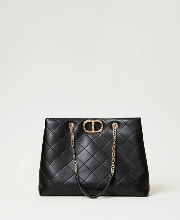 cabas_avec_fermeture_oval_0.webp Cabas | Sacs Porté Épaule*TWINSET Milano Cabas Avec Fermeture Oval T Noir