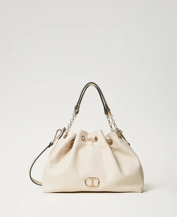 Cabas | Sacs À Bandoulière*TWINSET Milano Cabas Avec Oval T Et Anses Façon Cordon De Serrage Off White