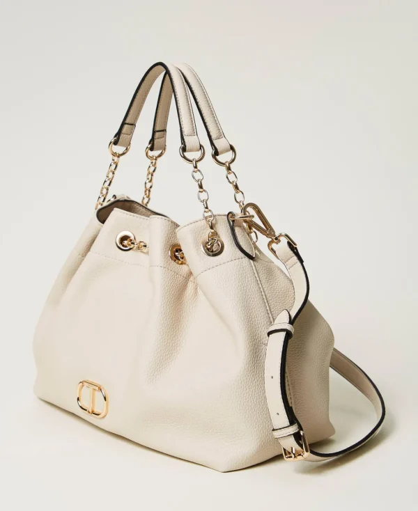 Cabas | Sacs À Bandoulière*TWINSET Milano Cabas Avec Oval T Et Anses Façon Cordon De Serrage Off White