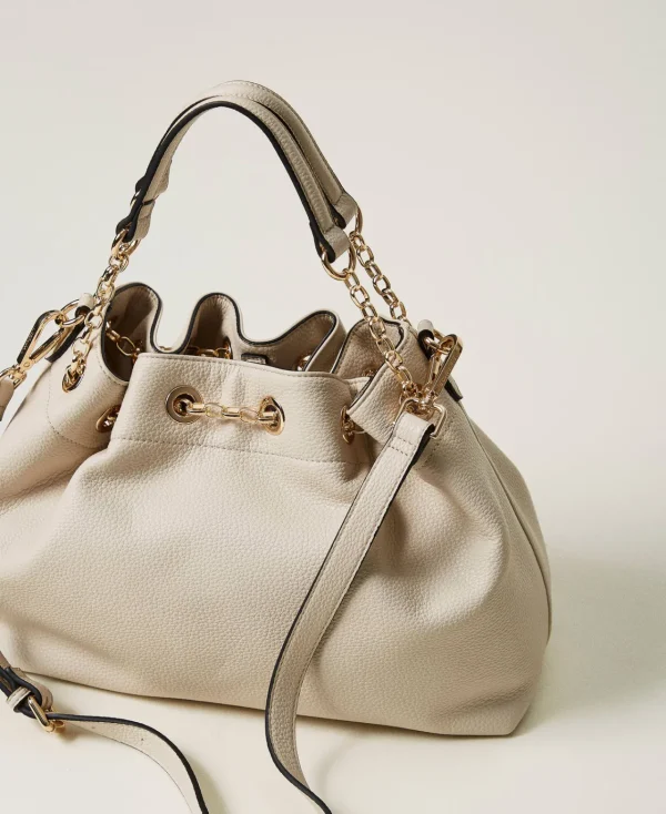 Cabas | Sacs À Bandoulière*TWINSET Milano Cabas Avec Oval T Et Anses Façon Cordon De Serrage Off White