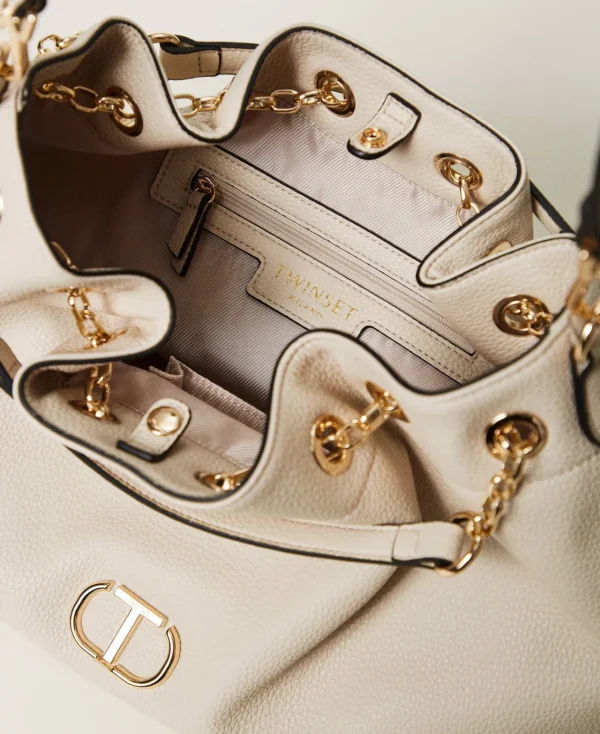 Cabas | Sacs À Bandoulière*TWINSET Milano Cabas Avec Oval T Et Anses Façon Cordon De Serrage Off White