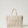 Cabas | Sacs Porté Épaule*TWINSET Milano Cabas «Bohémienne» En Tricot Avec Logo Blanc « White Cream »