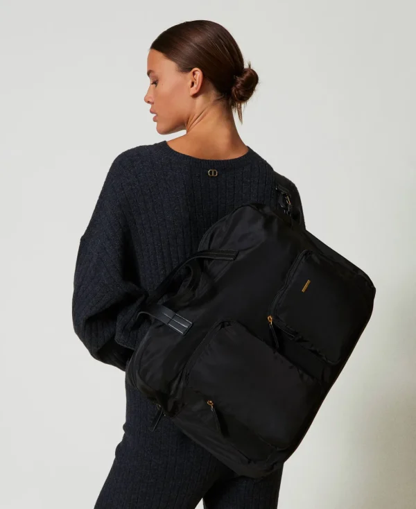 cabas_en_tissu_technique_1.webp Sacs Porté Épaule | Sacs À Bandoulière*TWINSET Milano Cabas En Tissu Technique Noir