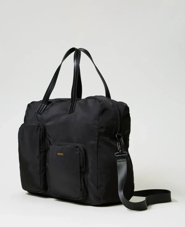 cabas_en_tissu_technique_2.webp Sacs Porté Épaule | Sacs À Bandoulière*TWINSET Milano Cabas En Tissu Technique Noir