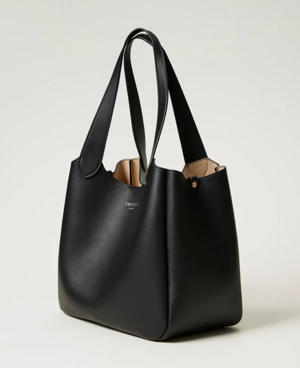 cabas_forever_en_cuir_1.webp Cabas | Sacs Porté Épaule*TWINSET Milano Cabas «Forever» En Cuir Noir