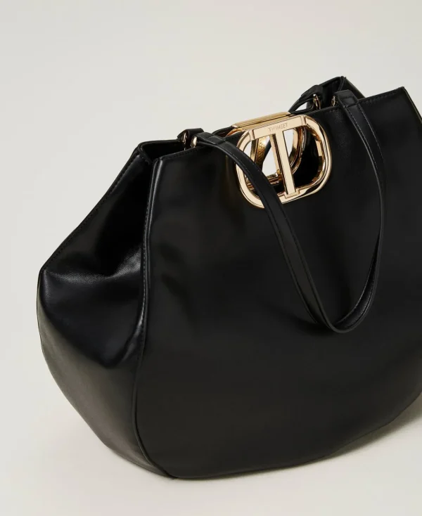 cabas_lila_avec_anse_oval_2.webp Cabas | Sacs Porté Épaule*TWINSET Milano Cabas «Lila» Avec Anse Oval T Noir