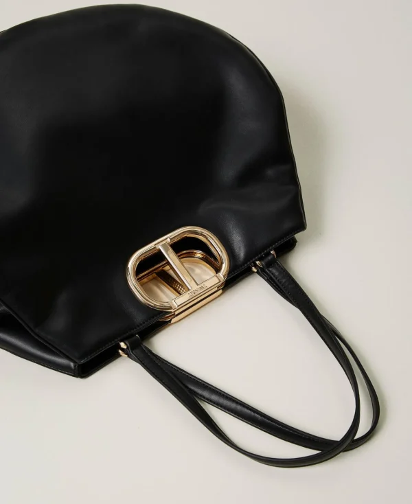 cabas_lila_avec_anse_oval_4.webp Cabas | Sacs Porté Épaule*TWINSET Milano Cabas «Lila» Avec Anse Oval T Noir
