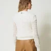 cardigan_ajour_avec_sequi_4.webp Pulls Et Cardigans*TWINSET Milano Cardigan Ajouré Avec Sequins Blanc Neige