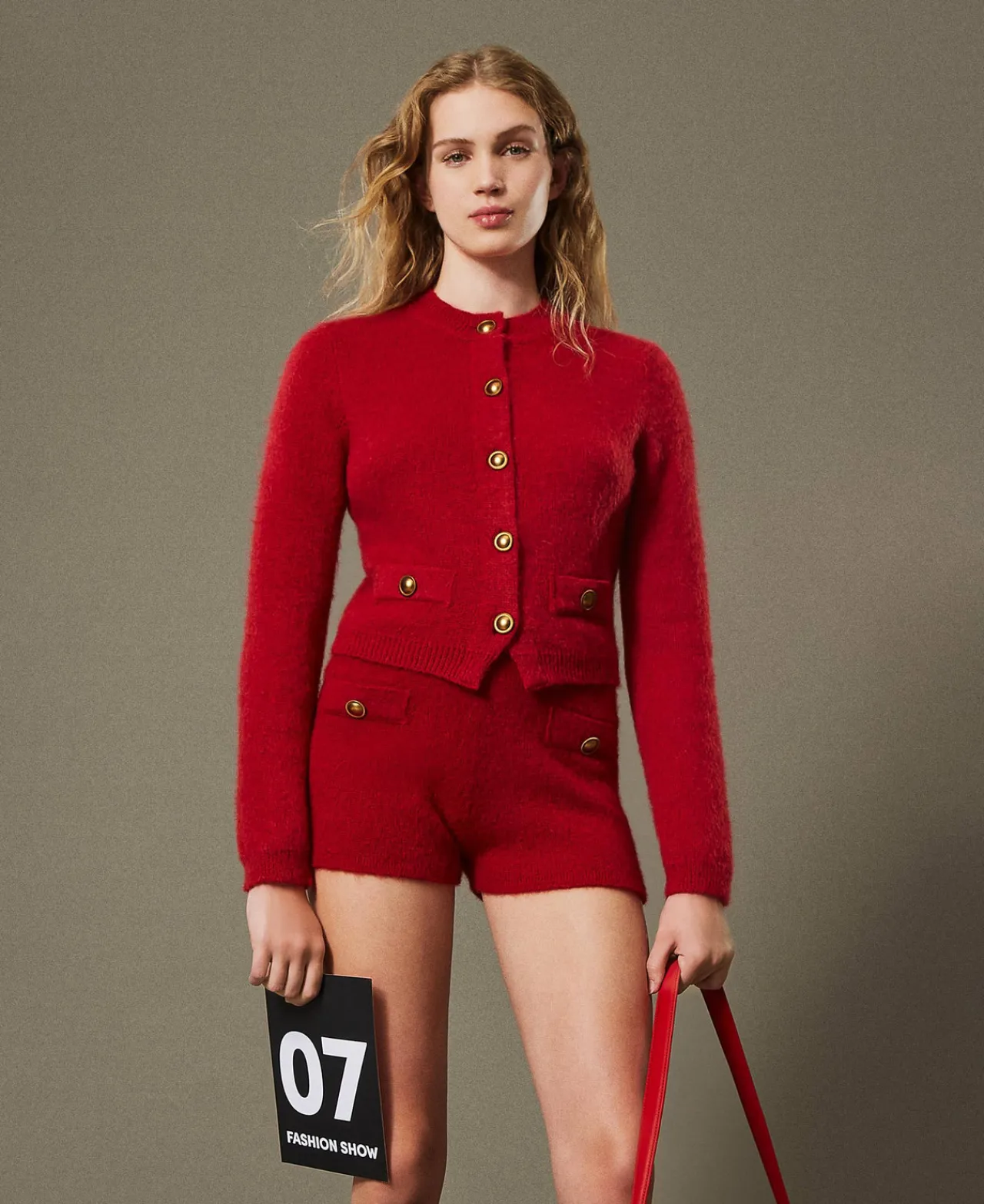Pulls Et Cardigans*TWINSET Milano Cardigan «Anne» En Mohair Mélangé Rouge Vénitien