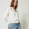 Pulls Et Cardigans*TWINSET Milano Cardigan Avec Broderies Réalisées à La Main Crème White