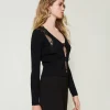 cardigan_avec_lacets_et_d_2.webp Pulls Et Cardigans*TWINSET Milano Cardigan Avec Lacets Et Dentelle Noir