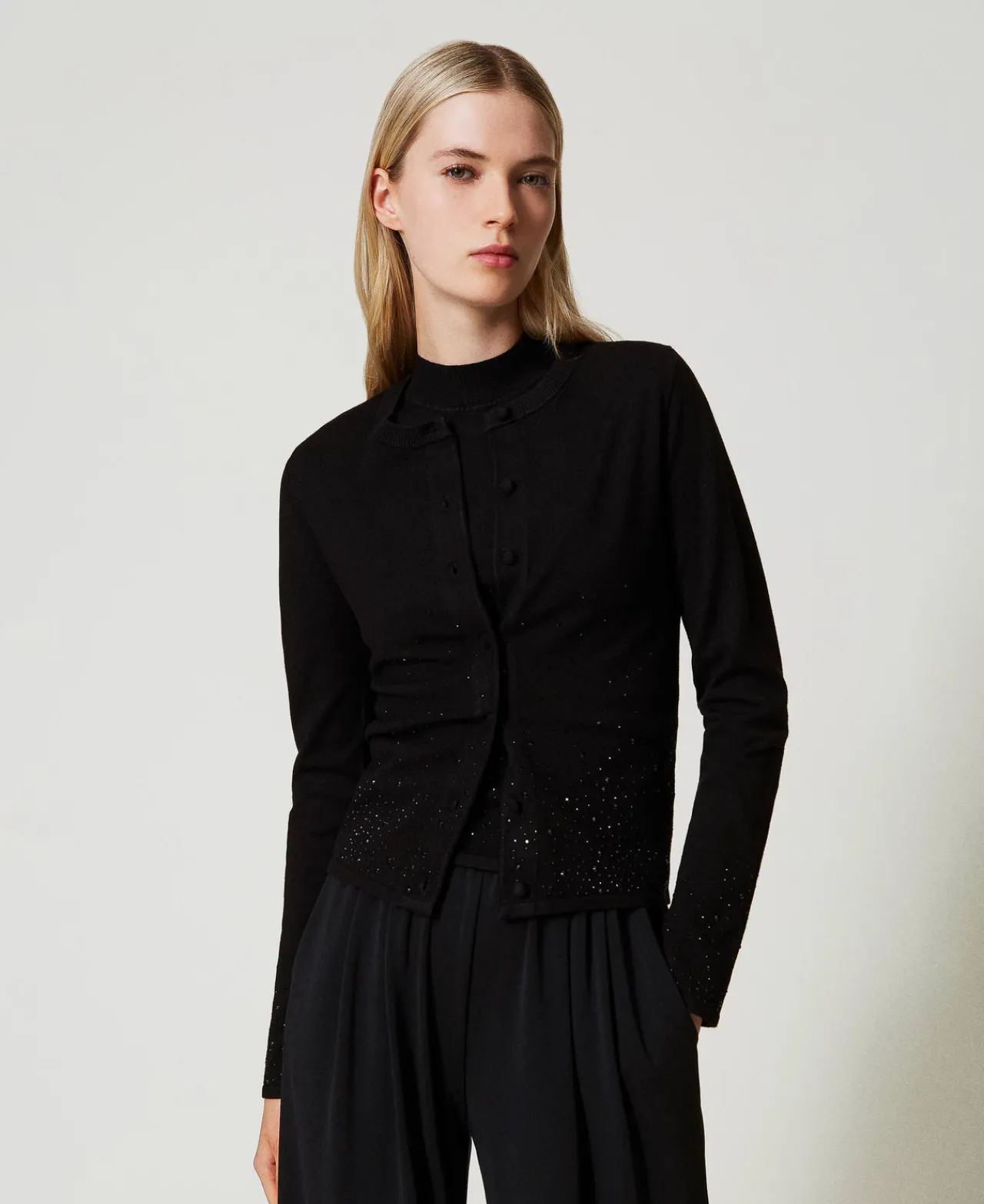 Pulls Et Cardigans*TWINSET Milano Cardigan Avec Strass Dégradés Noir