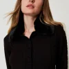 cardigan_court_avec_col_e_4.webp Pulls Et Cardigans*TWINSET Milano Cardigan Court Avec Col En Fausse Fourrure Noir