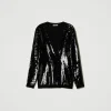 cardigan_crois_avec_sequi_1.webp Blazers | Pulls Et Cardigans*TWINSET Milano Cardigan Croisé Avec Sequins All-over Noir