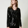 cardigan_crois_avec_sequi_2.webp Blazers | Pulls Et Cardigans*TWINSET Milano Cardigan Croisé Avec Sequins All-over Noir