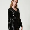 cardigan_crois_avec_sequi_3.webp Blazers | Pulls Et Cardigans*TWINSET Milano Cardigan Croisé Avec Sequins All-over Noir
