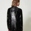 cardigan_crois_avec_sequi_4.webp Blazers | Pulls Et Cardigans*TWINSET Milano Cardigan Croisé Avec Sequins All-over Noir