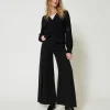 cardigan_ctel_avec_dentel_5.webp Pulls Et Cardigans*TWINSET Milano Cardigan Côtelé Avec Dentelle Noir