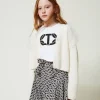 Pulls Et Cardigans*TWINSET Milano Cardigan Regular Avec Volants En Tulle Off White