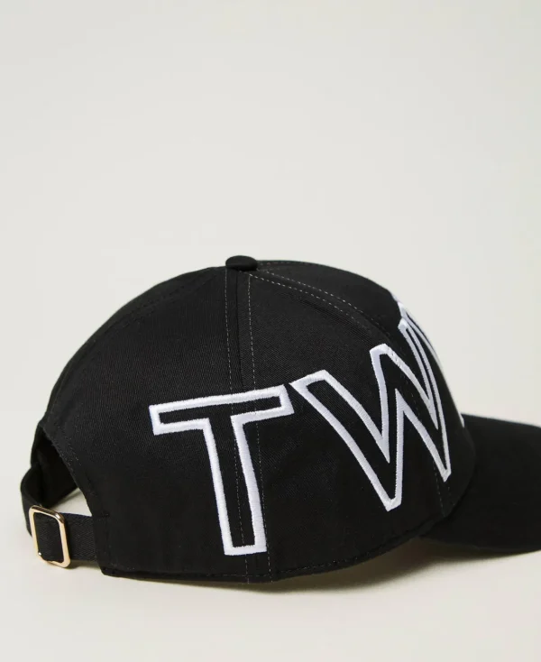 Chapeaux*TWINSET Milano Casquette De Baseball Avec Grand Logo Noir