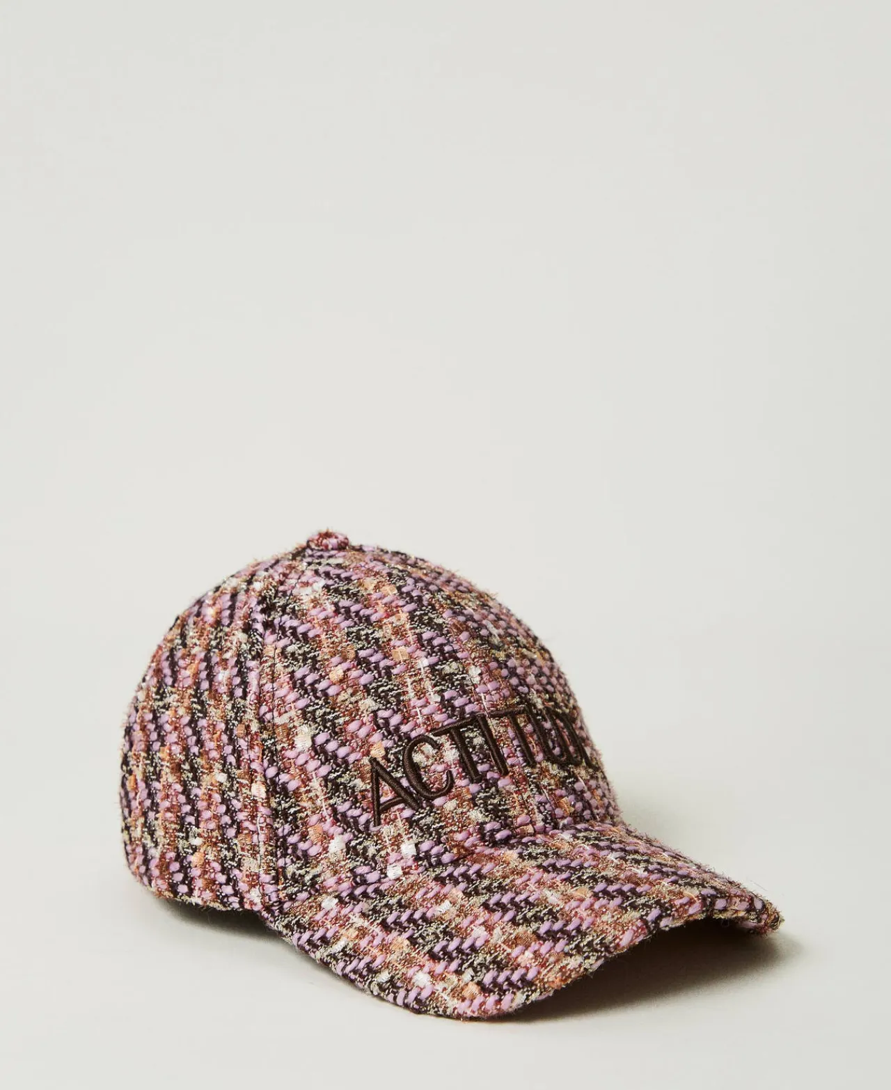 casquette_de_baseball_en__0-2.webp Chapeaux*TWINSET Milano Casquette De Baseball En Tissu Bouclé Pink Tulle Bouclé