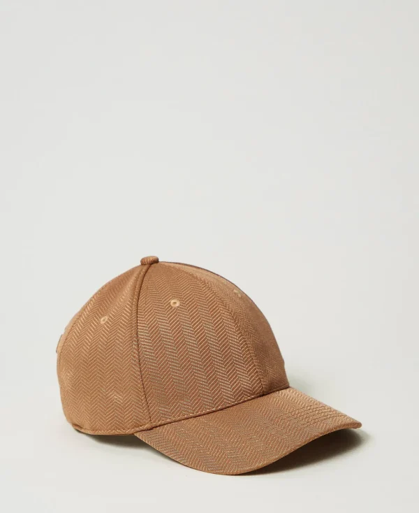 casquette_de_baseball_en__0-3.webp Chapeaux*TWINSET Milano Casquette De Baseball En Scuba Caramel Camel