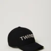 casquette_de_baseball_en__0-4.webp Accessoires*TWINSET Milano Casquette De Baseball En Drap Avec Logo Noir