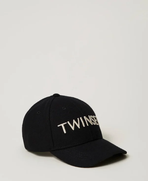casquette_de_baseball_en__0-4.webp Accessoires*TWINSET Milano Casquette De Baseball En Drap Avec Logo Noir