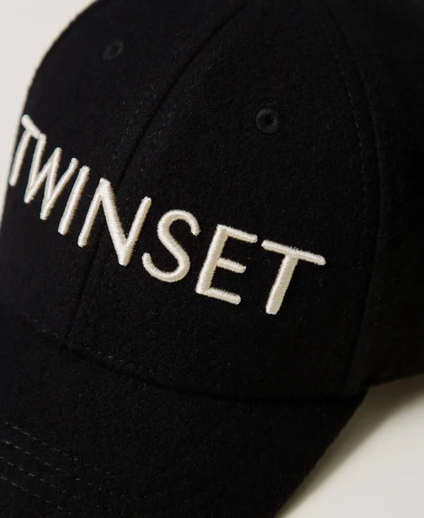 casquette_de_baseball_en__2-4.webp Accessoires*TWINSET Milano Casquette De Baseball En Drap Avec Logo Noir