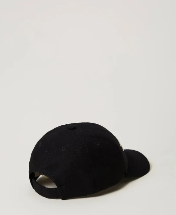 casquette_de_baseball_en__3-3.webp Accessoires*TWINSET Milano Casquette De Baseball En Drap Avec Logo Noir
