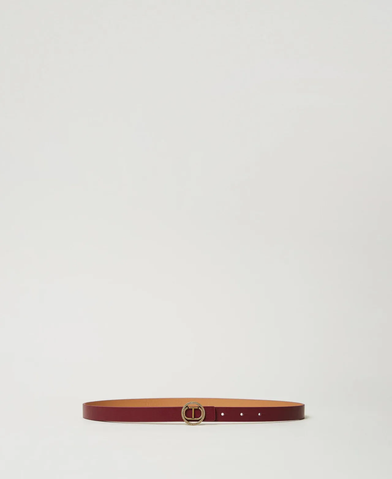 ceinture_avec_boucle_oval_0-1.webp Ceintures*TWINSET Milano Ceinture Avec Boucle Oval T Et Strass Violet « Prune Rouge »