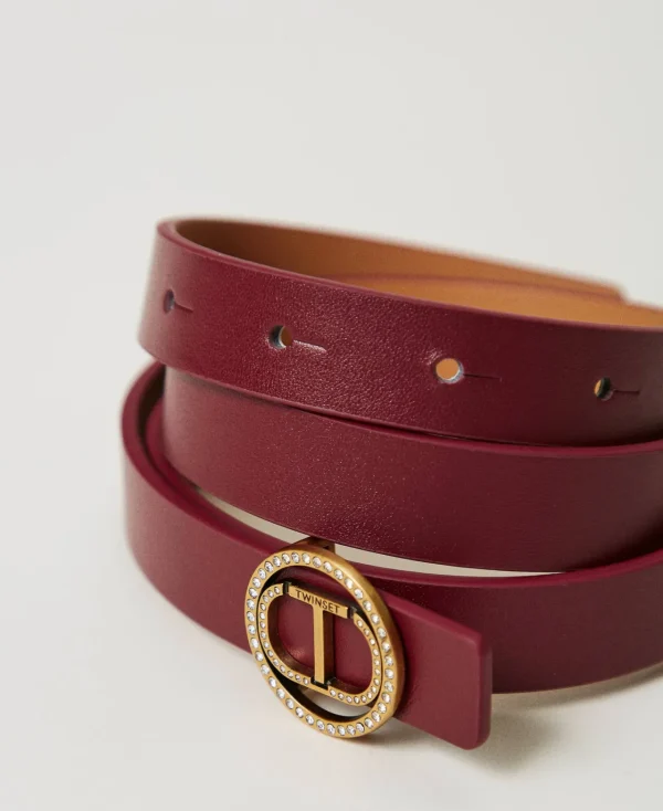 ceinture_avec_boucle_oval_1-1.webp Ceintures*TWINSET Milano Ceinture Avec Boucle Oval T Et Strass Violet « Prune Rouge »
