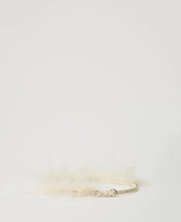 Ceintures*TWINSET Milano Ceinture Avec Plumes Et Oval T Blanc « Old White »