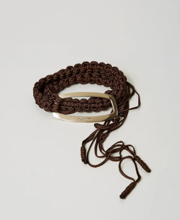 ceinture_crochet_avec_bou_1.webp Ceintures*TWINSET Milano Ceinture Crochet Avec Boucle Siglée Coffee Chocolate