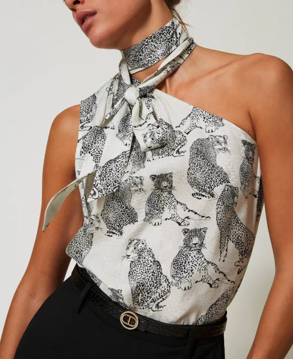 Ceintures*TWINSET Milano Ceinture En Cuir Avec Imprimé Croco Noir