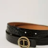 Ceintures*TWINSET Milano Ceinture En Cuir Avec Imprimé Croco Noir