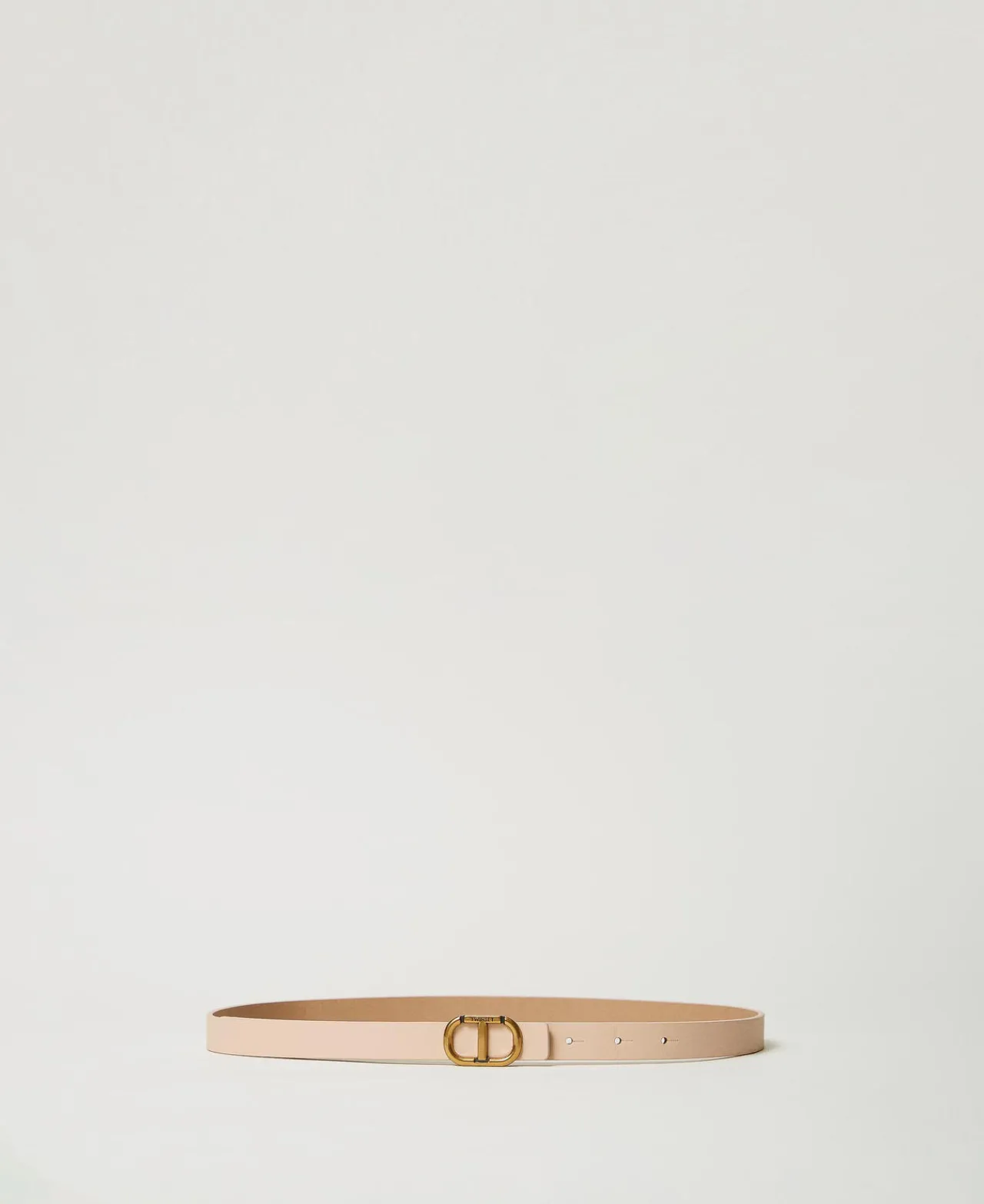 ceinture_fine_rversible_e_0.webp Ceintures*TWINSET Milano Ceinture Fine Réversible En Cuir Avec Oval T Bicolore Rose « Peach Pink »/Marron « Sandy Brown »