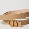 ceinture_fine_rversible_e_2.webp Ceintures*TWINSET Milano Ceinture Fine Réversible En Cuir Avec Oval T Bicolore Rose « Peach Pink »/Marron « Sandy Brown »