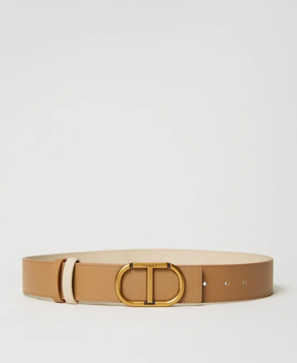 ceinture_rversible_avec_b_0-1.webp Ceintures*TWINSET Milano Ceinture Réversible Avec Boucle Oval T Bicolore Beige « Chanvre Clair »/Ivoire