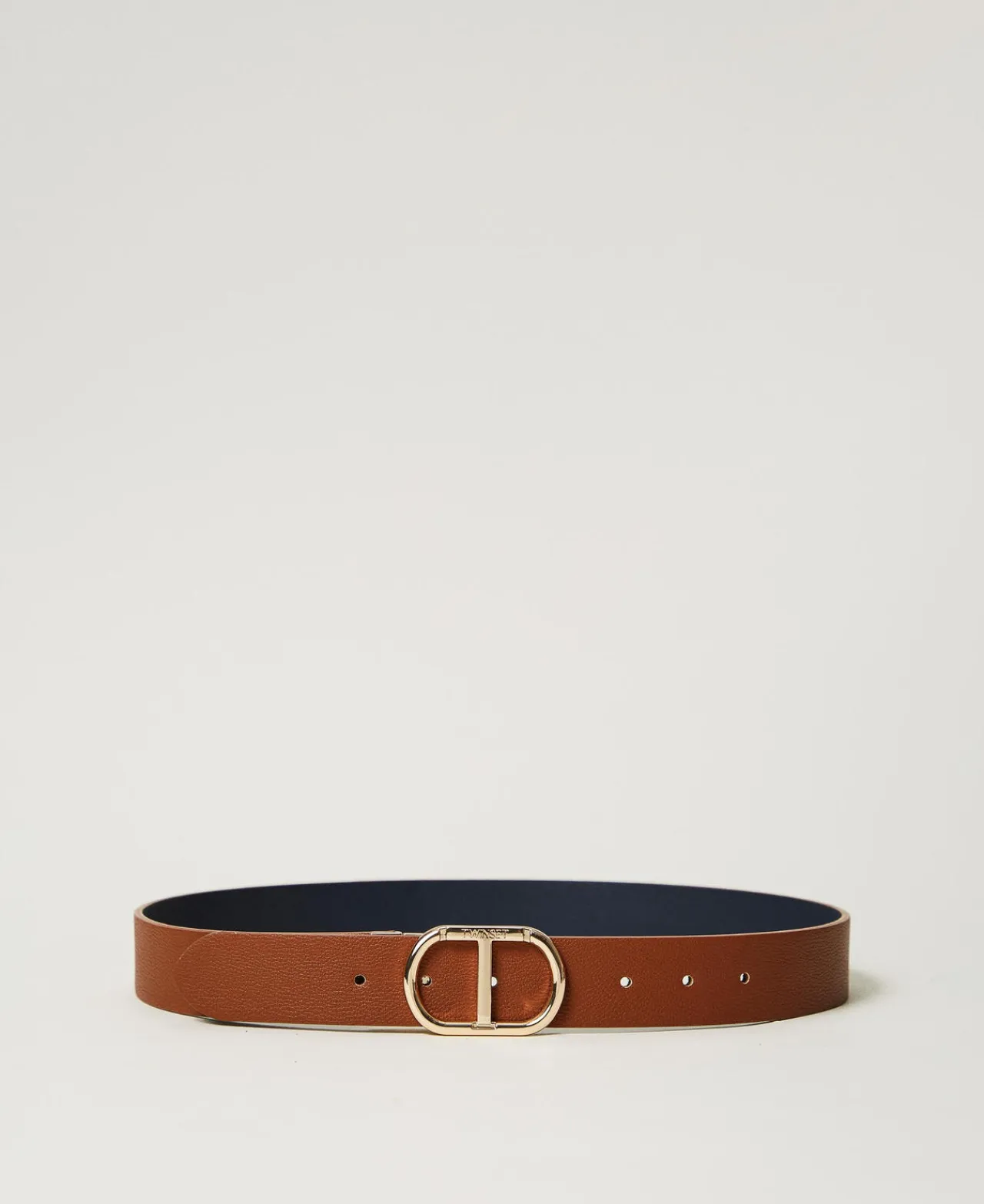 ceinture_rversible_avec_b_0-2.webp Ceintures*TWINSET Milano Ceinture Réversible Avec Boucle Oval T Bicolore Marron Cuir/Bleu Classique