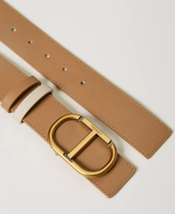 ceinture_rversible_avec_b_2-1.webp Ceintures*TWINSET Milano Ceinture Réversible Avec Boucle Oval T Bicolore Beige « Chanvre Clair »/Ivoire